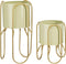 Mica Decorations Donau Bloempot op Standaard - Set van 2 - Metaal - H45 x Ø23 cm - Lichtgroen, Goud
