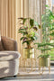 Mica Decorations Donau Bloempot op Standaard - Set van 2 - Metaal - H45 x Ø23 cm - Lichtgroen, Goud