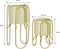 Mica Decorations Donau Bloempot op Standaard - Set van 2 - Metaal - H45 x Ø23 cm - Lichtgroen, Goud