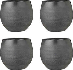Mica Decorations Douro Bloempot - 20x23cm - Keramiek - Grijs - 4 Stuks