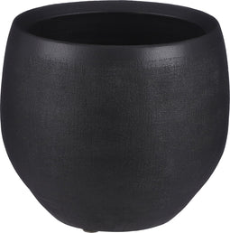 Mica Decorations Douro Bloempot - H18 x Ø20 cm - Terracotta - Mat - Zwart