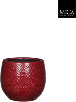 Mica Decorations-e - 6 stuks! Gabriel pot rond bordeaux h12xd14 cm...