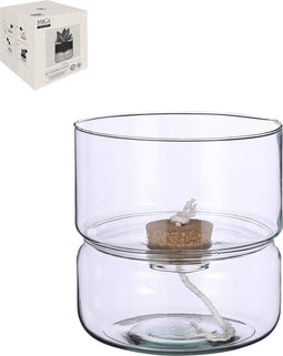 Mica Decorations Elements Bloempot met Bewateringssysteem - H22 x Ø19 cm - Glas
