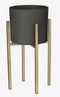 Mica Decorations Era Bloempot - H21,5 x Ø23 cm - Ruw - Donkergrijs