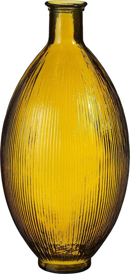 Mica Decorations Firenza Fles Vaas - H59 x Ø29 cm - Gerecycled Glas - Oker
