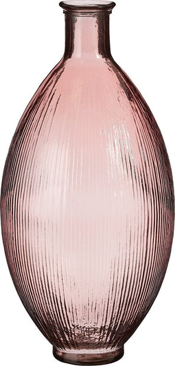 Mica Decorations Firenza Fles Vaas - H59 x Ø29 cm - Gerecycled Glas - Lichtroze