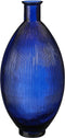 Mica Decorations Firenza Fles Vaas - H59 x Ø29 cm - Gerecycled Glas - Donkerblauw