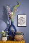 Mica Decorations Firenza Fles Vaas - H59 x Ø29 cm - Gerecycled Glas - Donkerblauw