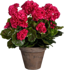 Mica Decorations Geranium Kunstplant - 27x27x41 cm - Donkerroze