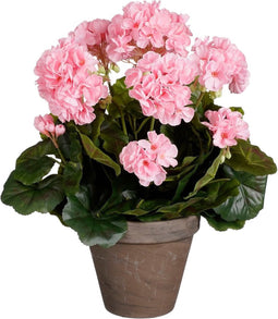 Mica Decorations Geranium Kunstplant - 27x27x41 cm - Polyester - Roze