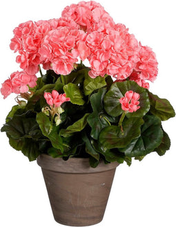 Mica Decorations Geranium Kunstplant - 27x27x41 cm - Polyester - Zalm