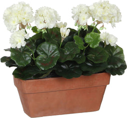 Mica Decorations Geranium Kunstplant in Balkonbak - L29 x B13 x H40 cm - Wit