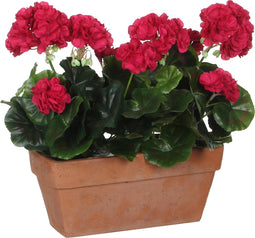Mica Decorations Geranium Kunstplant in Balkonbak - L29 x B13 x H40 cm - Donkerroze