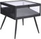 Mica Decorations Glenn Bijzettafel - L38 x B40,5 x H38 cm - Metaal/Glas - Zwart