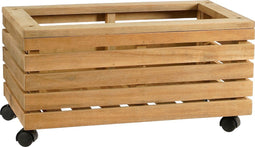 Mica Decorations Glenwood Plantenbak Rechthoek op Wielen voor Buiten - L60 x B35 x H30 cm - Acaciahout - Bruin