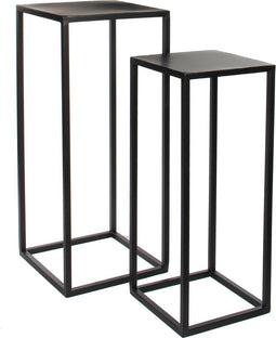 Mica Decorations Goa Bijzettafel - Set van 2 - L30 x B30 x H70 cm - Metaal - Zwart