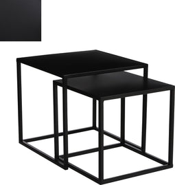 Mica Decorations Goa Bijzettafel - Set van 2 - L35 x B35 x H33 cm - Metaal - Zwart