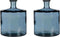 Mica Decorations Guan Fles - H26 x Ø21 cm - Glas - Blauw - Set van 2