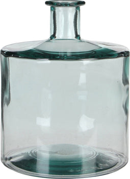 Mica Decorations Guan Fles Vaas - H26 x Ø21 cm - Gerecycled Glas - Transparant