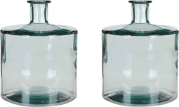 Mica Decorations Guan Fles Vaas - H26 x Ø21 cm - Glas - Set van 2