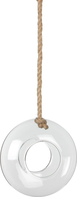 Mica Decorations hangend glas Sil met touw maat in cm: h10 x d25cm - transparent