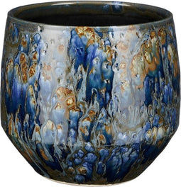 Mica Decorations Harris Bloempot - 20x20x18 cm - Keramiek - Blauw