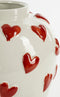 Mica Decorations Hearts Vaas - H33 x Ø30 cm - Keramiek - Wit, Rood