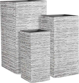 Mica Decorations Helsinki Plantenbakken - H71 x Ø35 cm - Magnesium - Lichtgrijs - Set van 3