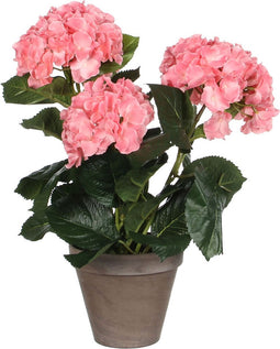 Mica Decorations Hortensia Kunstplant in Bloempot Stan - H40 x Ø35 cm - Roze