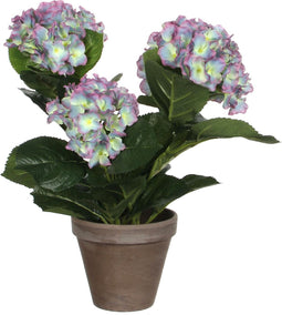 Mica Decorations Hortensia Kunstplant in Bloempot Stan - H40 x Ø35 cm - Paars