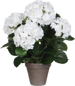 Mica Decorations Hortensia Kunstplant in Bloempot Stan - H45 x Ø45 cm - Wit