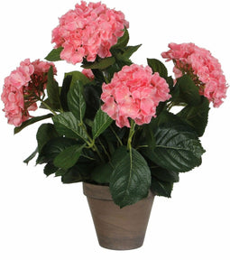 Mica Decorations Hortensia Kunstplant in Bloempot Stan - H45 x Ø45 cm - Roze