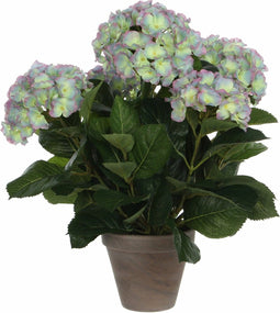 Mica Decorations Hortensia Kunstplant in Bloempot Stan - H45 x Ø45 cm - Lichtpaars