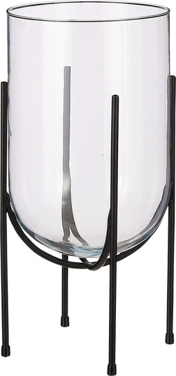 Mica Decorations Jamey Vaas op Standaard - H40 x Ø22 cm - Transparant, Zwart