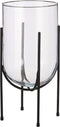 Mica Decorations Jamey Vaas op Standaard - H40 x Ø22 cm - Transparant, Zwart