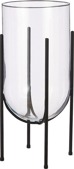 Mica Decorations Jamey Vaas op Standaard - H50 x Ø24 cm - Transparant, Zwart