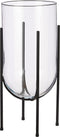 Mica Decorations Jamey Vaas op Standaard - H50 x Ø24 cm - Transparant, Zwart