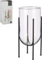 Mica Decorations Jamey Vaas op Standaard - H50 x Ø24 cm - Transparant, Zwart
