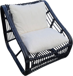 Mica Decorations Jay Loungestoel/Tuinstoel zwarrt met kussen L73 x B75 x H87cm