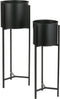 Mica Decorations Jessy Bloempot op Standaard - Set van 2 - H79 x Ø28 cm - Metaal - Zwart
