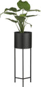 Mica Decorations Jessy Bloempot op Standaard - Set van 2 - H79 x Ø28 cm - Metaal - Zwart