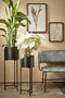 Mica Decorations Jessy Bloempot op Standaard - Set van 2 - H79 x Ø28 cm - Metaal - Zwart