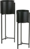 Mica Decorations Jessy Bloempot op Standaard - Set van 2 - H79 x Ø28 cm - Metaal - Zwart