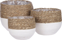 Mica Decorations Jorck Plantenmand - Set van 3 - H24 x Ø26 cm - Off White