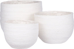Mica Decorations Jorck Plantenmand - Set van 3 - H24 x Ø26 cm - Off White