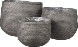 Mica Decorations Jorck Plantenmand - Set van 3 - H24 x Ø26 cm - Papier - Grijs