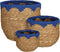 Mica Decorations Jorck Plantenmand - Set van 3 - H24 x Ø26 cm - Zeegras - Blauw, Bruin