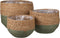 Mica Decorations Jorck Plantenmand - Set van 3 - H24 x Ø26 cm - Zeegras - Groen