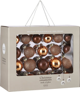 Mica Decorations Kerstballen Set - 42 Stuks - Ø7 cm - Glas - Bruin