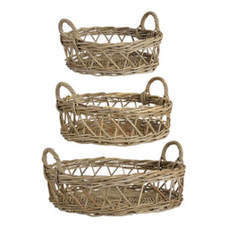 Mica Decorations Kerstverlichting Marcia - 16x16x50 cm - Rotan - Grijs - Set van 3